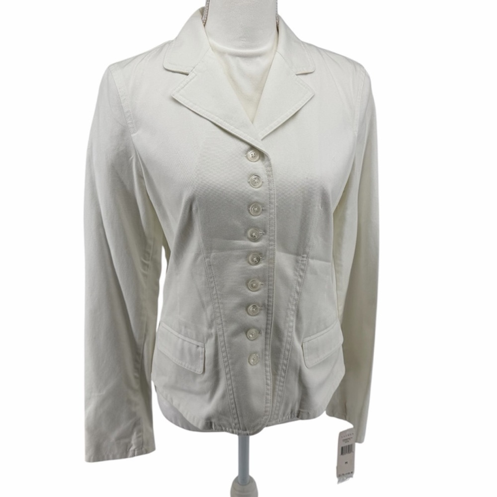 Ralph Lauren NWT Vintage White Cotton Denim Button Up Front Jacket Womens Size M - Picture 2 of 13